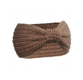 Headbands Crochet Turban Headband for Women Warm Bulky Crocheted Headwrap - 4 Pack Knot B - Black- Brown- Gray- Beige - C618I...