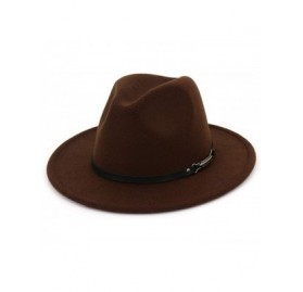 Fedoras Jazz Couples Fedoras- Fashion 2019 Fall Vintage Wide Brim with Belt Buckle Adjustable Outbacks Hats - Coffee - C818WT...