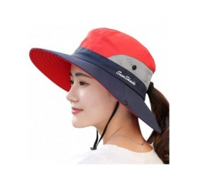 Sun Hats Women's Sun Hat Sun UV Protection Bucket Hat Boonie Safari Cap for Summer Beach - Red - C618R96W7D0 $12.45