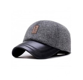 Baseball Caps Men's Warm Woolen Baseball Caps Hat with Fold Earmuffs Warmer - 33-grey - CA193LOGXE5 $12.12