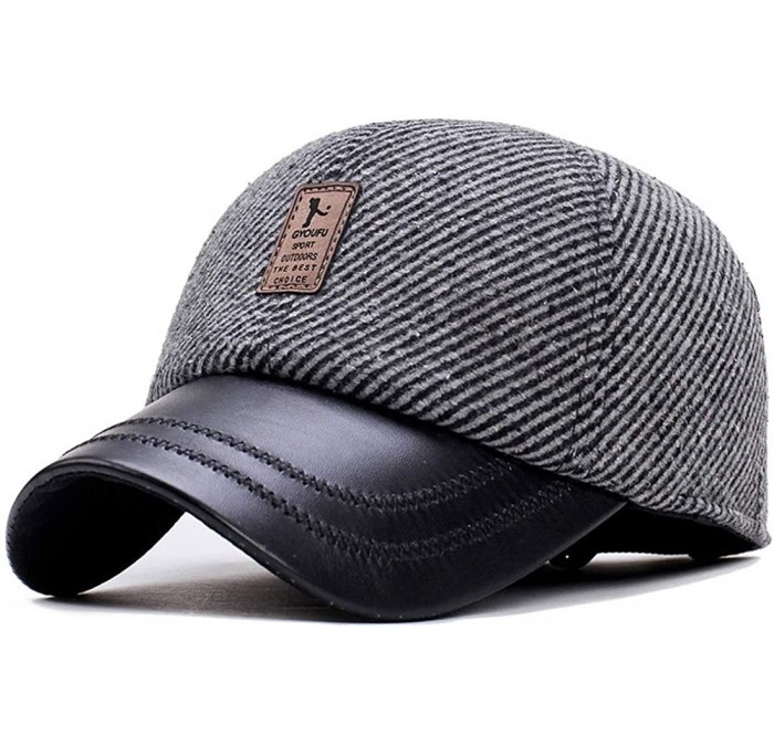 Baseball Caps Men's Warm Woolen Baseball Caps Hat with Fold Earmuffs Warmer - 33-grey - CA193LOGXE5 $25.98
