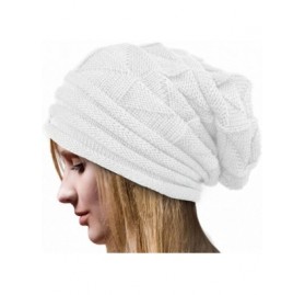 Skullies & Beanies Molly Women's Winter Beanie Knit Crochet Ski Hat Oversized Cap (White) - CX12MYS66BV $9.68