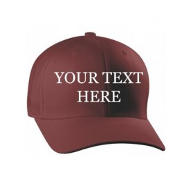 Baseball Caps Custom Embroidered Flexfit 6277 Baseball Hat - Personalized - Your Text Here - Maroon - CG18C8C3NLW $22.96