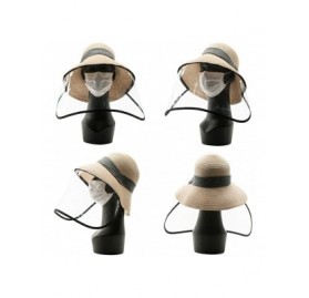 Sun Hats Packable Womens Straw Cloche Derby Fedora Summer Wide Brim Sun Hat Floppy Beach 55-60cm - 00758beige - C9199I0OMX3 $...