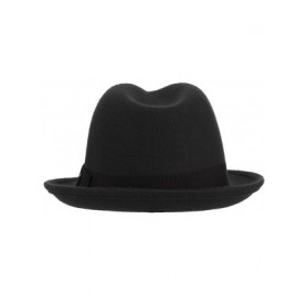Fedoras Men's Warm Wool Blend Dent Trilby Panama Fedora Gangster Hat - Black - C8186RHDYNE $9.32