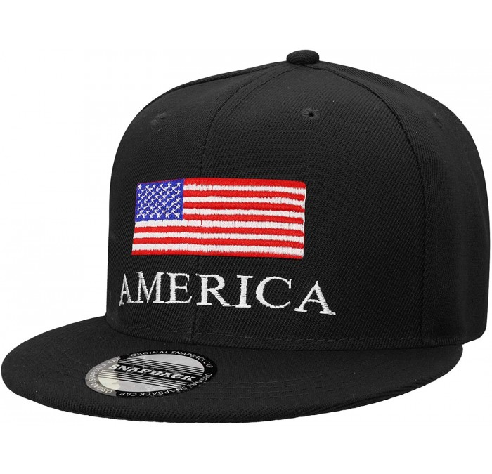 Baseball Caps USA American Flag Printed Baseball Cap Snapback Adjustable Size - America & Flag-black - C918HR6CMK4 $19.83