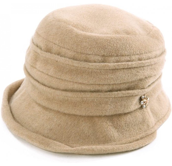 Bucket Hats Womens Wool Blend Winter Bucket 1920s Vintage Derby Hat Fedora Round Fall Bowler 55-59cm - 89108-beige - C918ZCQ9...