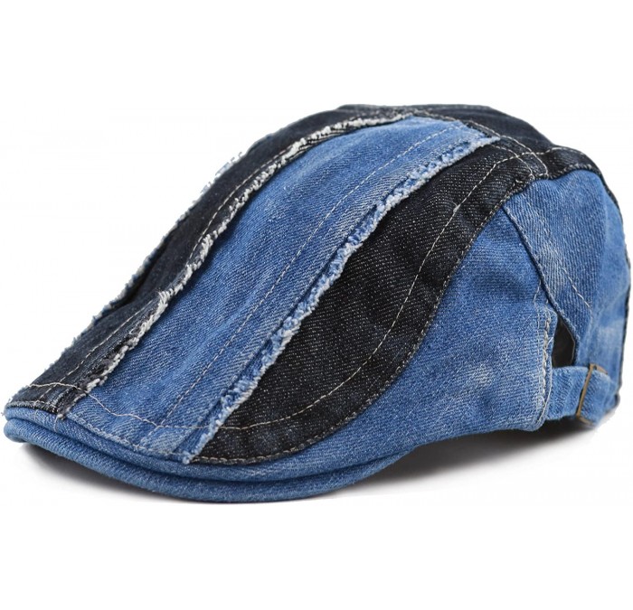 Newsboy Caps Thick Stitched Denim Newsboy Ivy Hat - Denim Blue18 - CO12ID7KDYB $20.40