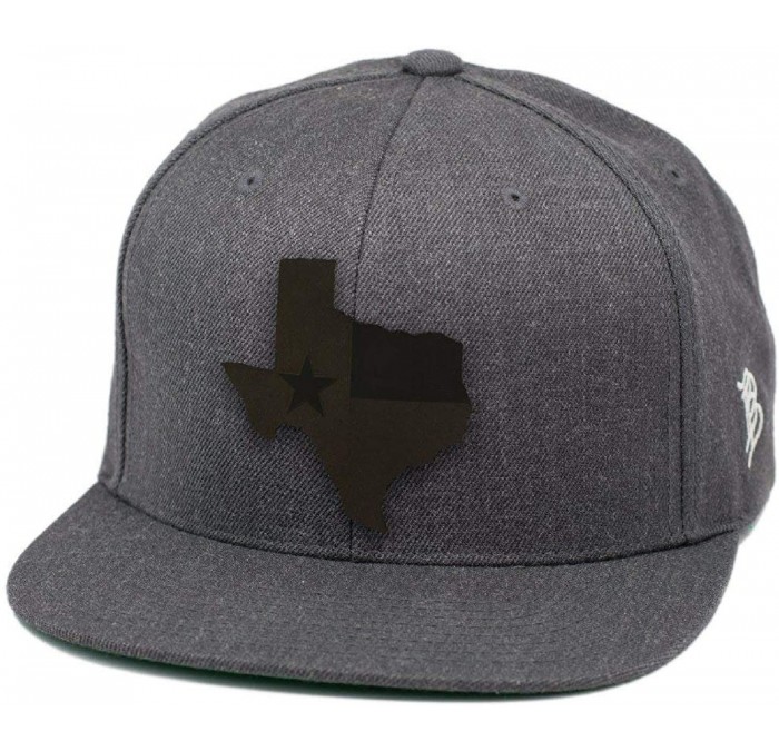 Baseball Caps Texas 'Midnight 28' Black Leather Patch Snapback Hat - Charcoal - CF18IGOOW74 $66.55