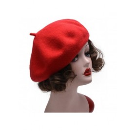 Berets Womens French Artist 100% Wool Beret Flat Cap Winter Warm Painter Hat Y63 - Red - CN186ZR99AX $12.88