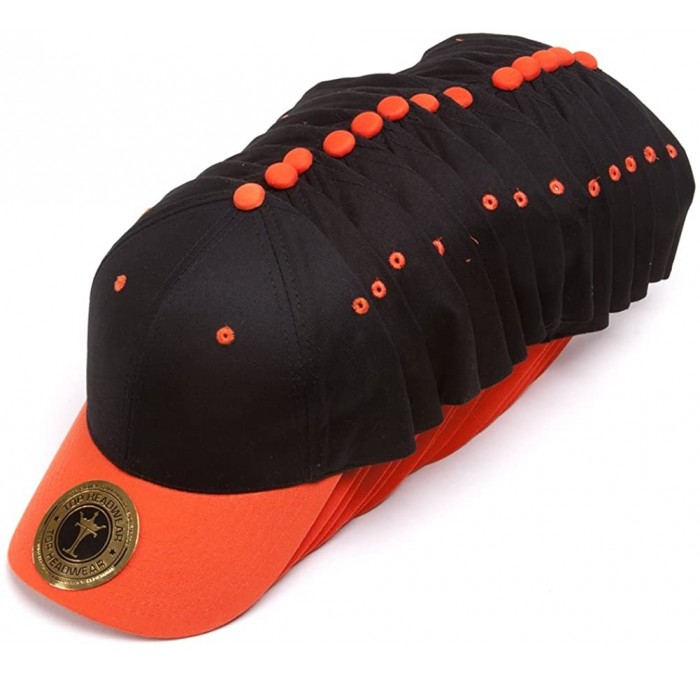 Baseball Caps 12-Pack Adjustable Baseball Hat - Black/Orange - CF127DPSI87 $24.74