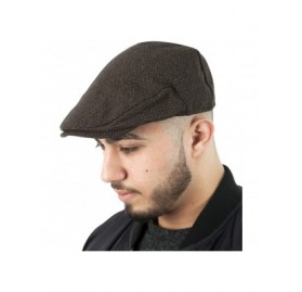 Newsboy Caps Mens Classic English Tweed Flat Cap - Brown Herringbone - C211DZIM6P3 $7.03