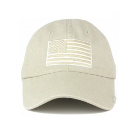 Baseball Caps USA Flag Embroidered Cotton Washed Low Profile Adustable Cap - Beige - CP12OBTFKNJ $16.96