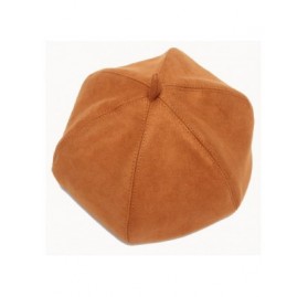 Berets French Style Lightweight Casual Classic Solid Color Faux Suede Leather Beret - Yellow - CK12MYH799Y $10.83