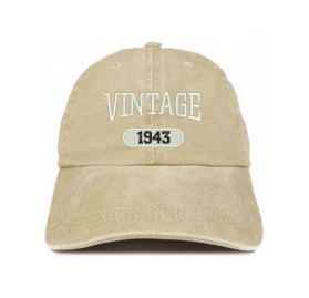 Baseball Caps Vintage 1943 Embroidered 77th Birthday Soft Crown Washed Cotton Cap - Khaki - CB12JO1I9MX $15.94