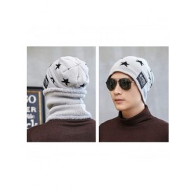 Skullies & Beanies Winter 2-Pieces Knitted Beanie Hat Neck Warmer Scarf Set Fleece Lining Elastic Skull Cap for Adult and Chi...