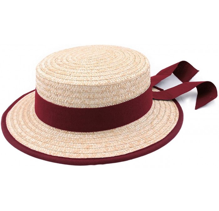 Fedoras Gondolier Boater Hat Gondolier Straw Size 53 cm 88-Sangria - CR18E5NAAS6 $40.71