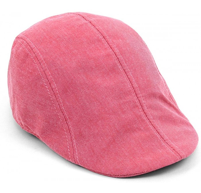 Newsboy Caps Unisex Classic Solid Color Ivy Hat - Red - CH17YT9MW6C $21.68