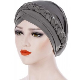 Sun Hats Women India Hat Muslim Solid One Tail Chemo Beanie Scarf Turban Warm Wrap Cap - Gray - C018LDCO0Q7 $11.86