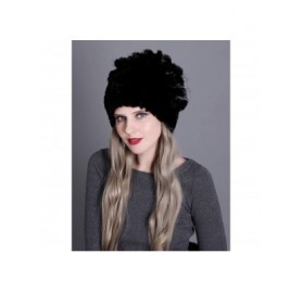 Skullies & Beanies Women Real Fur Warm Skullies Beanie- Rex Rabbit Fur Hat Winter Knit Hats with Fox Fur - Color 1 - C118AGG9...