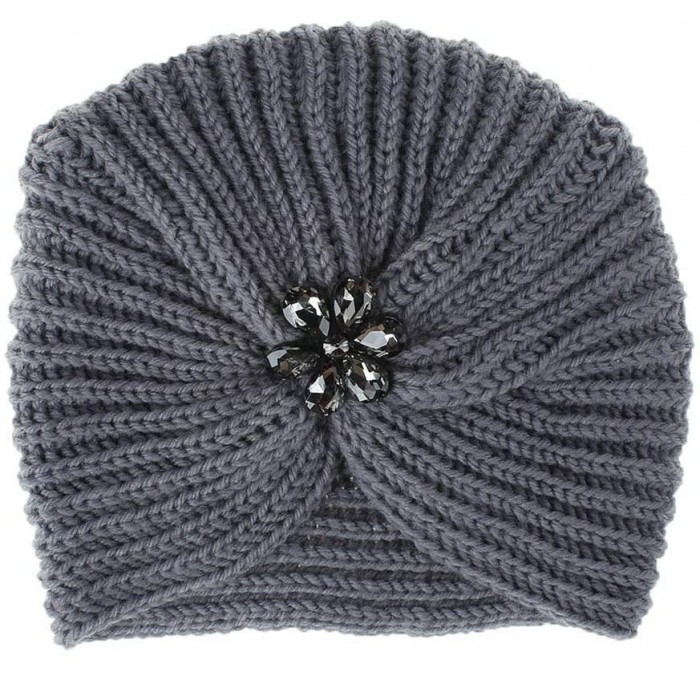 Skullies & Beanies Indian Stretchy Crystal Knitted Hemming - Gray - CR18Y4IMECU $9.29
