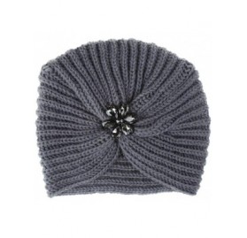 Skullies & Beanies Indian Stretchy Crystal Knitted Hemming - Gray - CR18Y4IMECU $9.29