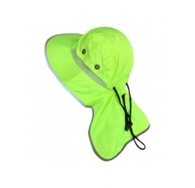 Sun Hats Men High Visibility Sun Hat with Neck Flap Wide Brim Boonie Hat Bucket Cap Packable Adjustable - Neon Lime - CK18OY4...