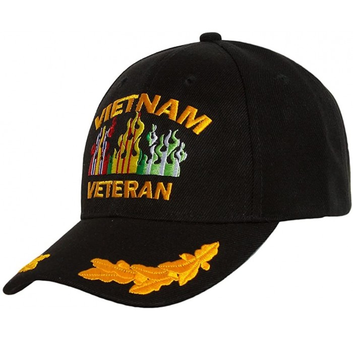 Baseball Caps Vietnam Veteran Ribbon Flames Black Adjustable Cap - CT11KK7OT7F $19.68