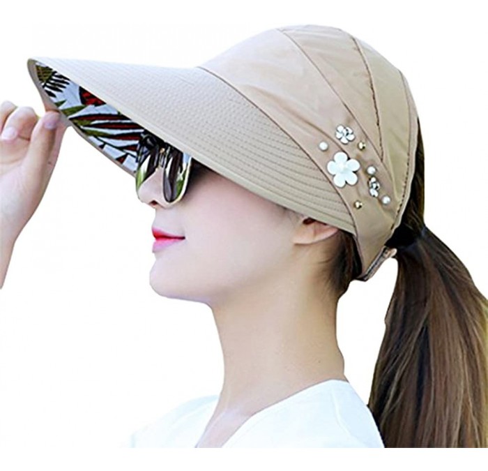 Sun Hats Sun Hats Wide Brim Anti-UV Visor Hats Sunscreen Beach Cap - 6 - C01847MTKS8 $17.14