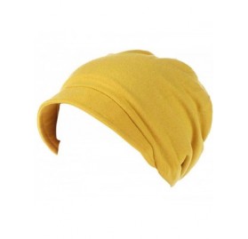 Skullies & Beanies Women Trendy Cotton Warm Windproof Chemotherapy Cap Muslim Hat Head Wrap Cap - Yellow - CH18I8RZ49R $11.41
