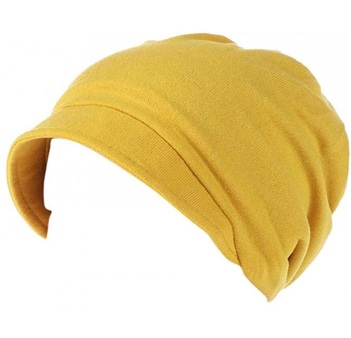 Skullies & Beanies Women Trendy Cotton Warm Windproof Chemotherapy Cap Muslim Hat Head Wrap Cap - Yellow - CH18I8RZ49R $11.41