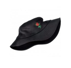 Bucket Hats Unisex Fashion Embroidered Bucket Hat Summer Fisherman Cap for Men Women - Rose Black - CO18E25A46Y $17.40