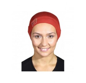 Skullies & Beanies Womens Soft Sleep Cap Comfy Cancer Hat with Studded Flip-Flops Applique - Rust - CM12O6R36X4 $15.62