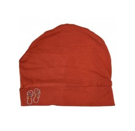 Skullies & Beanies Womens Soft Sleep Cap Comfy Cancer Hat with Studded Flip-Flops Applique - Rust - CM12O6R36X4 $15.62