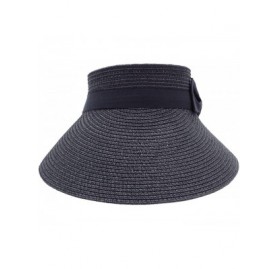 Sun Hats Women Straw Hat Wide Brim Sun Visor Beach Golf Cap Hat Summer Beach Hat - Black Straw Hat - CK18E7HTWKU $9.01