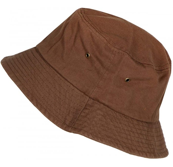 Bucket Hats Bucket Hats for Women- Cotton Packable Plain Cap- Travel Outdoor - Brown - CW182AUH3RT $20.06