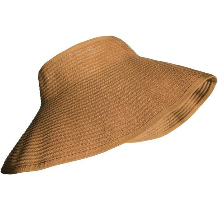 Sun Hats Foldable Beach Visor Wide Brim Sun Hat - Brown - C111VT4921L $18.30