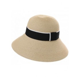 Sun Hats Packable UPF Straw Sunhat Women Summer Beach Wide Brim Fedora Travel Hat 54-59CM - 00759_beige(with Face Shield) - C...