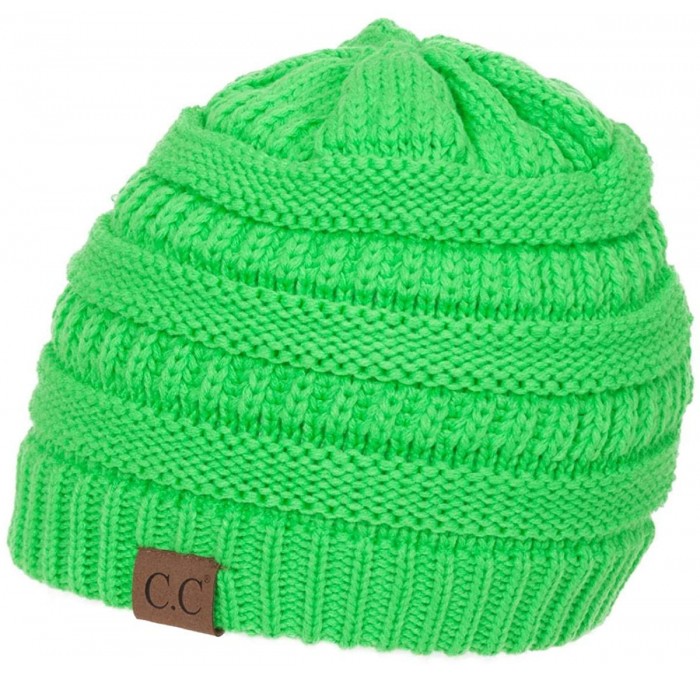 Skullies & Beanies Women's Thick Soft Knit Beanie Cap Hat - Neon Green - CI187ET0CCG $11.24