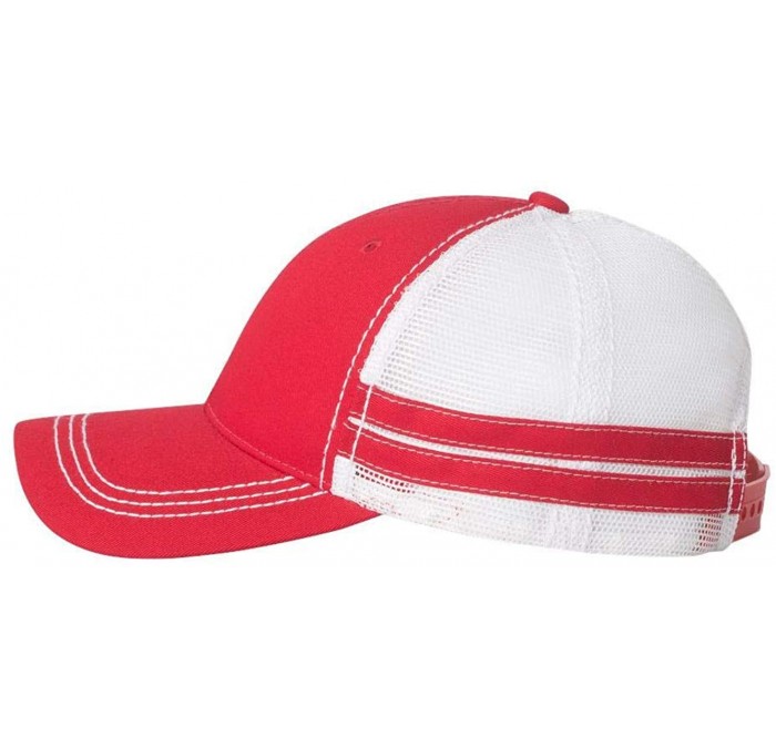 Baseball Caps Striped Trucker Cap - Red/White - C5126X5VD0D $11.53