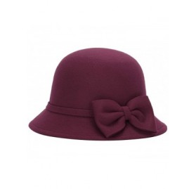 Bucket Hats Women Faux Wool Church Cloche Flapper Hat Lady Bucket Winter Flower Cap - 6 - CX18HGI6N3M $11.97