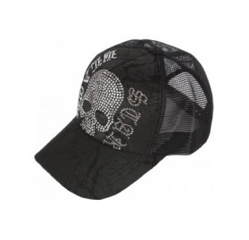 Baseball Caps Black Gold Silver Cubic Stud Metal Skull Club Punk Mesh Hat Trucker Ball Cap - Skeleton-silver - CP12NSU1PSV $1...
