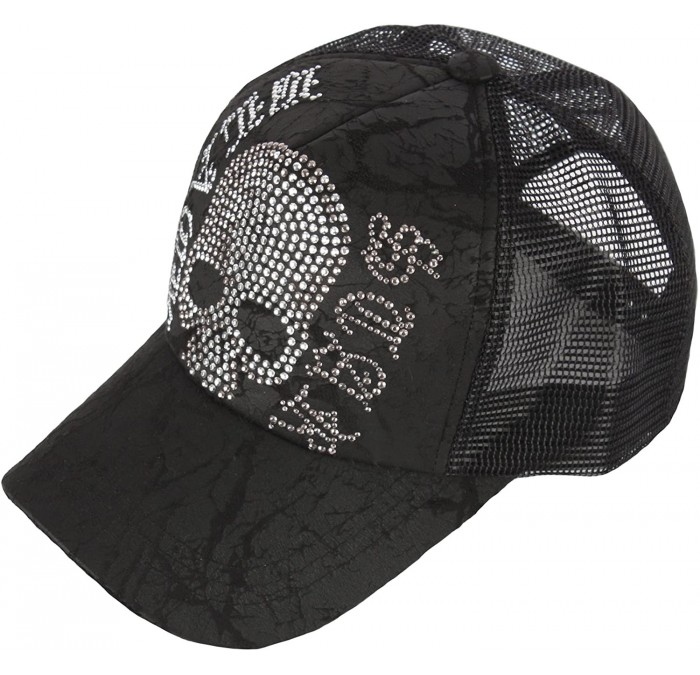 Baseball Caps Black Gold Silver Cubic Stud Metal Skull Club Punk Mesh Hat Trucker Ball Cap - Skeleton-silver - CP12NSU1PSV $3...