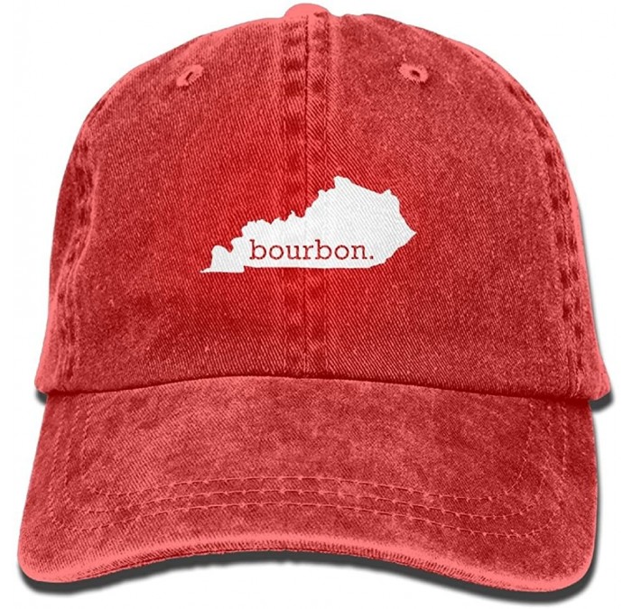 Baseball Caps Kentucky Bourbon Vintage Washed Dyed Cotton Adjustable Denim Cowboy Cap - Red - CH187QACZNN $17.32