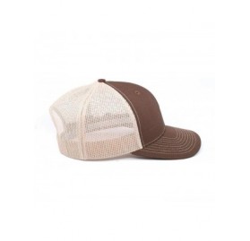 Baseball Caps 'The Patriot' Leather Patch Hat Curved Trucker - One Size Fits All - Brown/Khaki - CS18ZDWLUNL $20.44