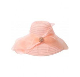 Sun Hats Women's Summer Sun Hat Foldable Floppy Organza Wide Brim Bucket Hat Straw Hat - F-pink - CM18S8IOA0N $23.51