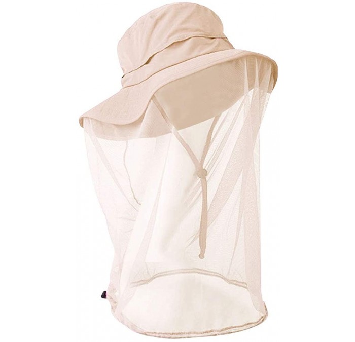 Sun Hats Women Head Net Hat UV Protection Sun Hat Outdoor Anti-Mosquito Mask Hat - Khaki - CS18SUCSRO7 $26.59