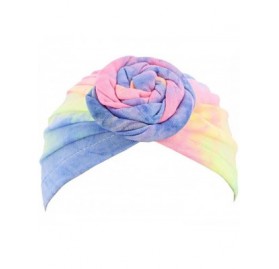 Skullies & Beanies Shiny Flower Turban Shimmer Chemo Cap Hairwrap Headwear Beanie Hair Scarf - Powder Blue & Beige - CO18WAMO...