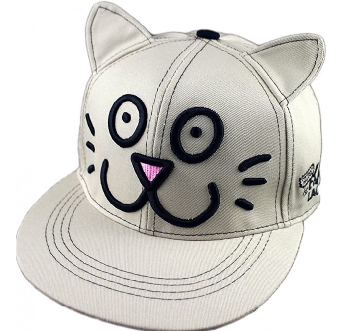 Baseball Caps Adult Cute Cartoon Embroidery Cat Ears Baseball Cap - Beige - CT1251P403N $18.87