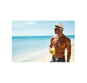 Fedoras Women/Men's Summer Short Brim Straw Fedora Sun Hat - Natural With Black Band - CJ18ATHL63K $14.30